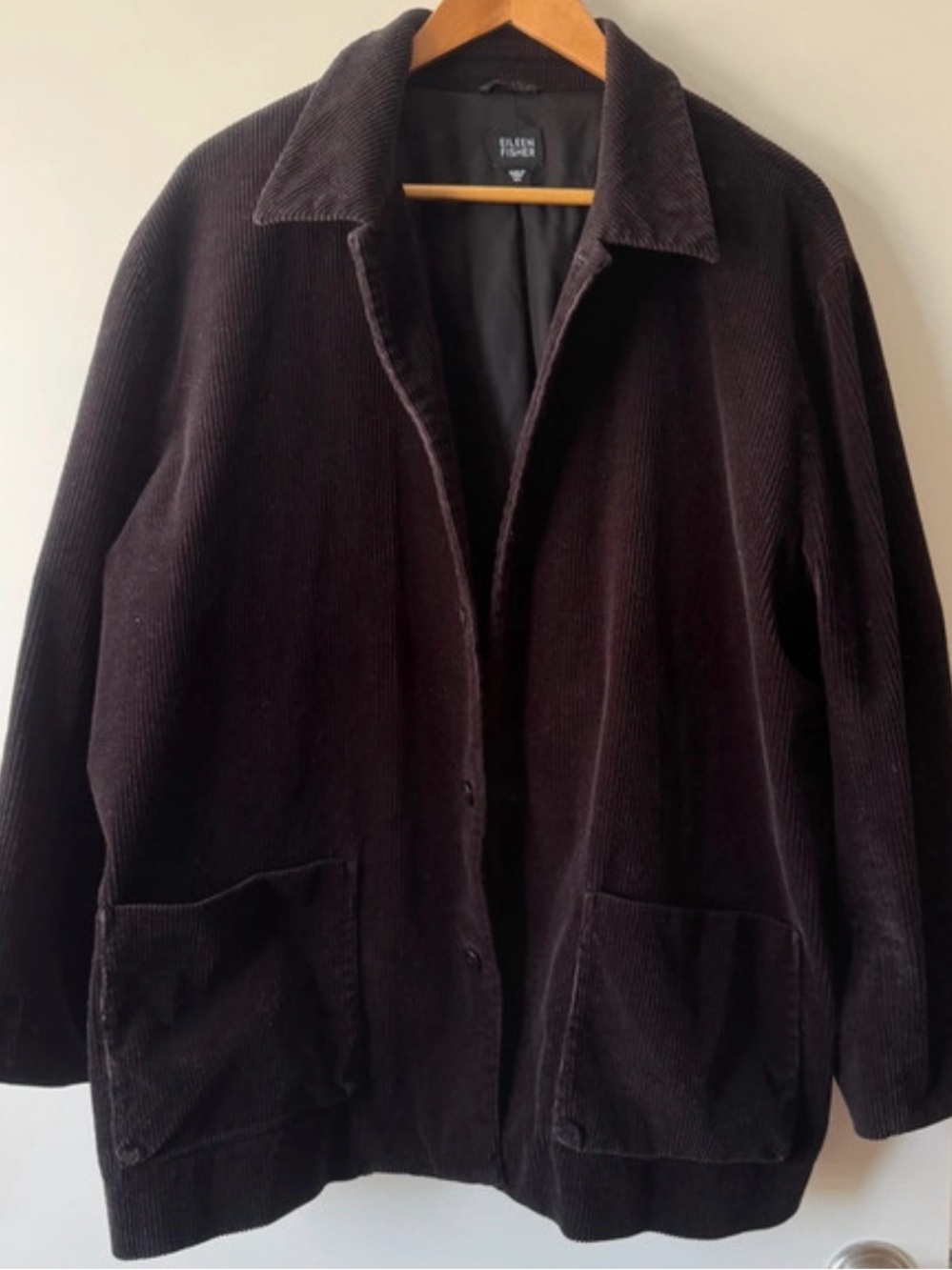 Eileen Fisher Black Corduroy Blazer XL